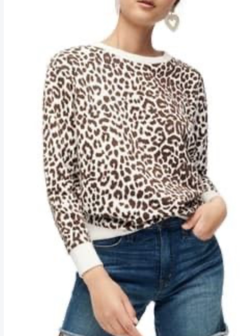 J.Crew Leopard Print Cotton Crewneck Sweatshirt Size M